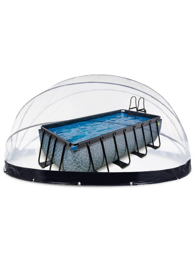 Бассейн EXIT с куполом и тепловым насосом 400×200×100 см, "Камень"